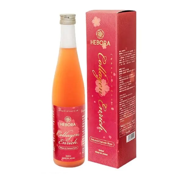 Nước Uống Đẹp Da Thơm Cơ Thể Hebora Collagen Enrich Damask Rose Water Nhật Bản